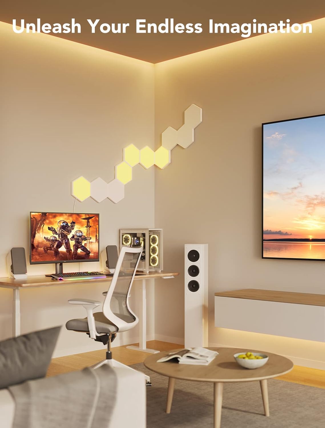 Govee Glide Hexa Light Panels, RGBIC Hexagon LED Wall Lights, Wi-Fi Smart Home Decor Creative Wall Lights with Music Sync, Works with Alexa Google Assistant for Indoor Decor, Gaming Decor, 10 Pack - Image 6